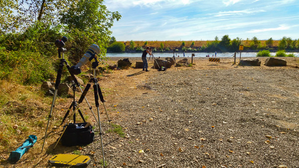 Practicing our setup the day before the solar eclipse. We thought we had a nice quiet location for the eclipse.